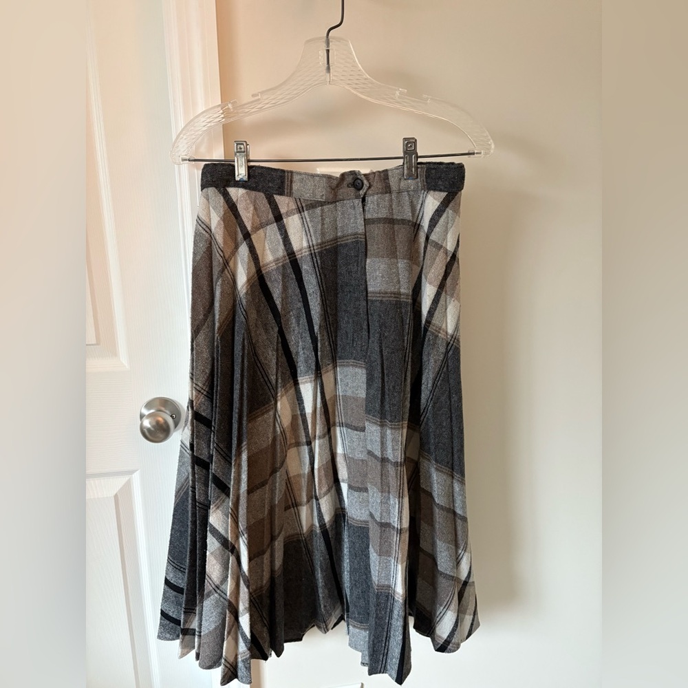 Vintage Pleated Plaid Skirt